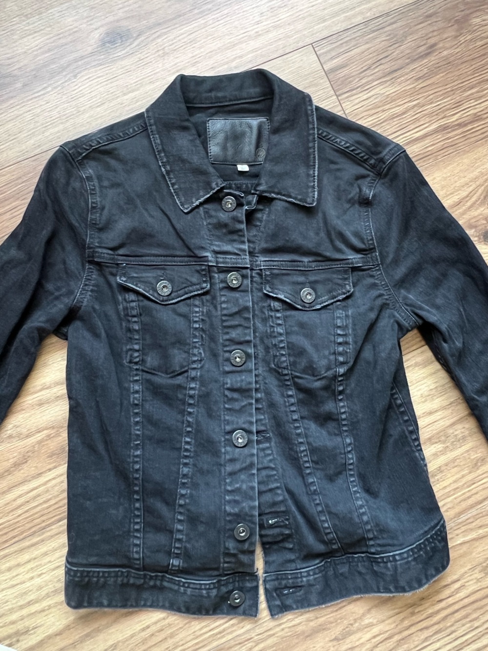 AG Adriano Goldschmied Black Denim Trucker Jacket Size Medium
